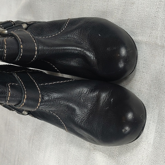 Fossil Leather Ankle Slouchy Boots Fold Heeled Booties Side Zip Womens Size 7.5 - Picture 3 of 11